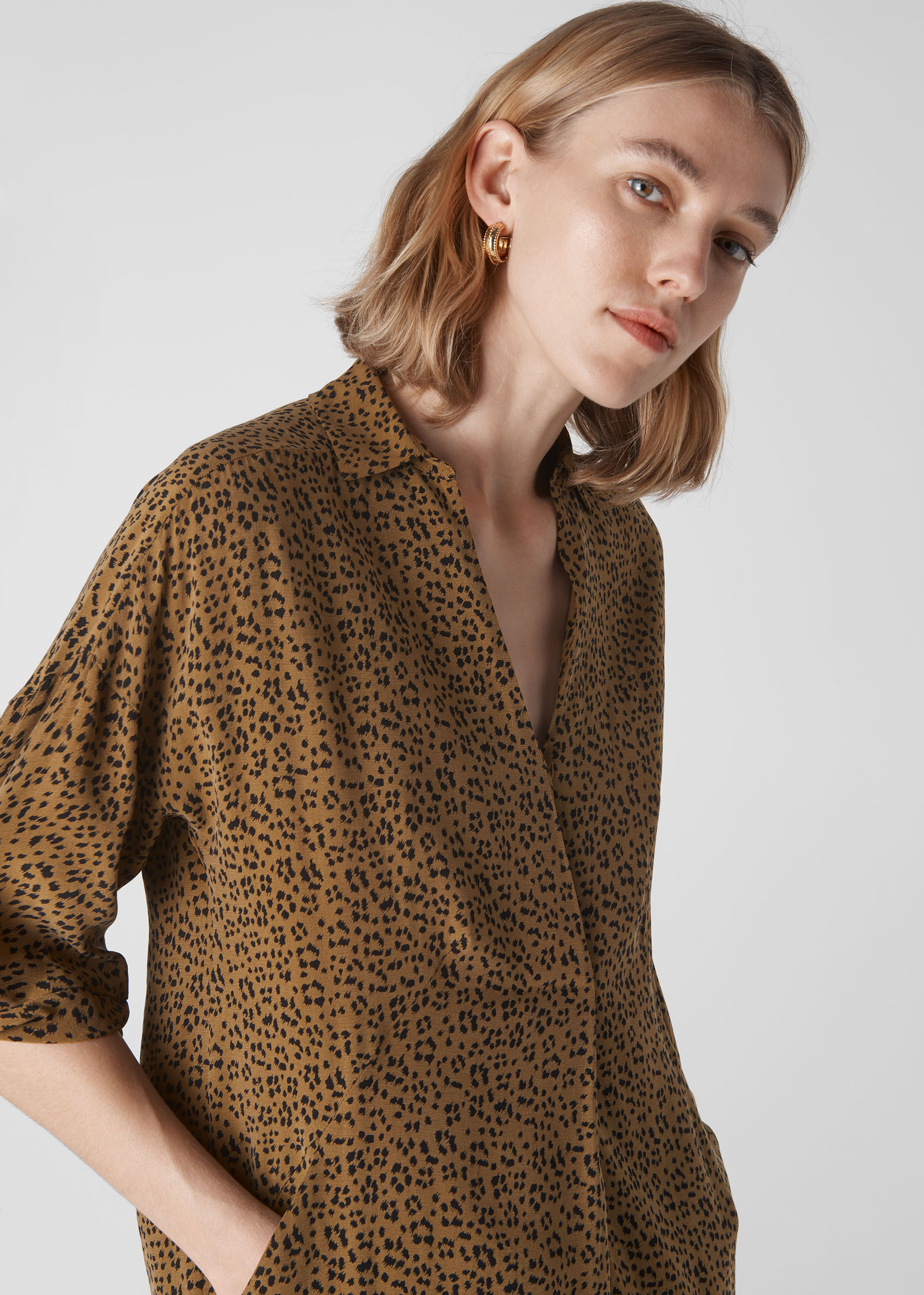 Khaki Multi Mini Ikat Animal Lola Dress WHISTLES