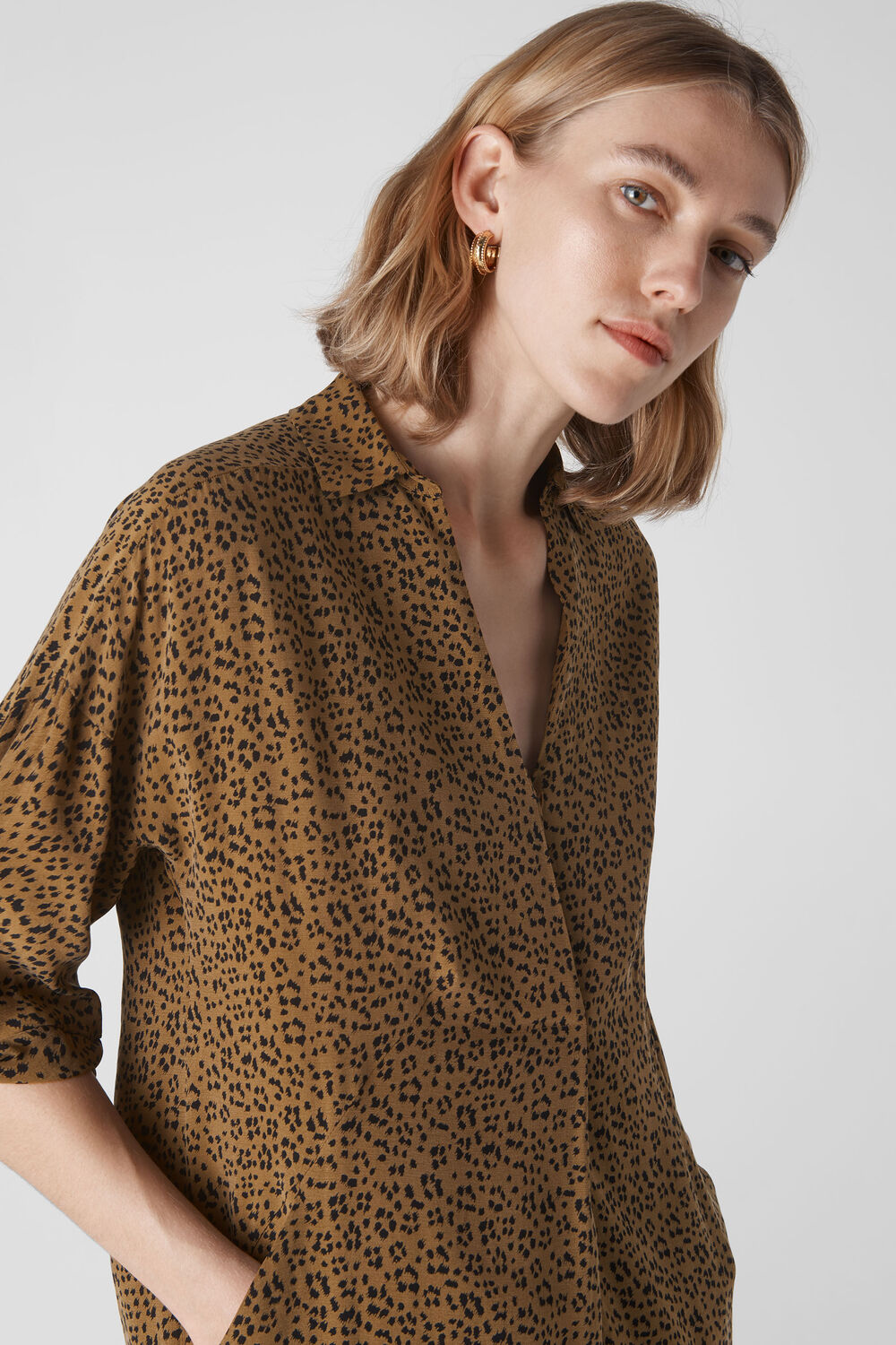 Mini Ikat Animal Lola Dress Khaki/Multi