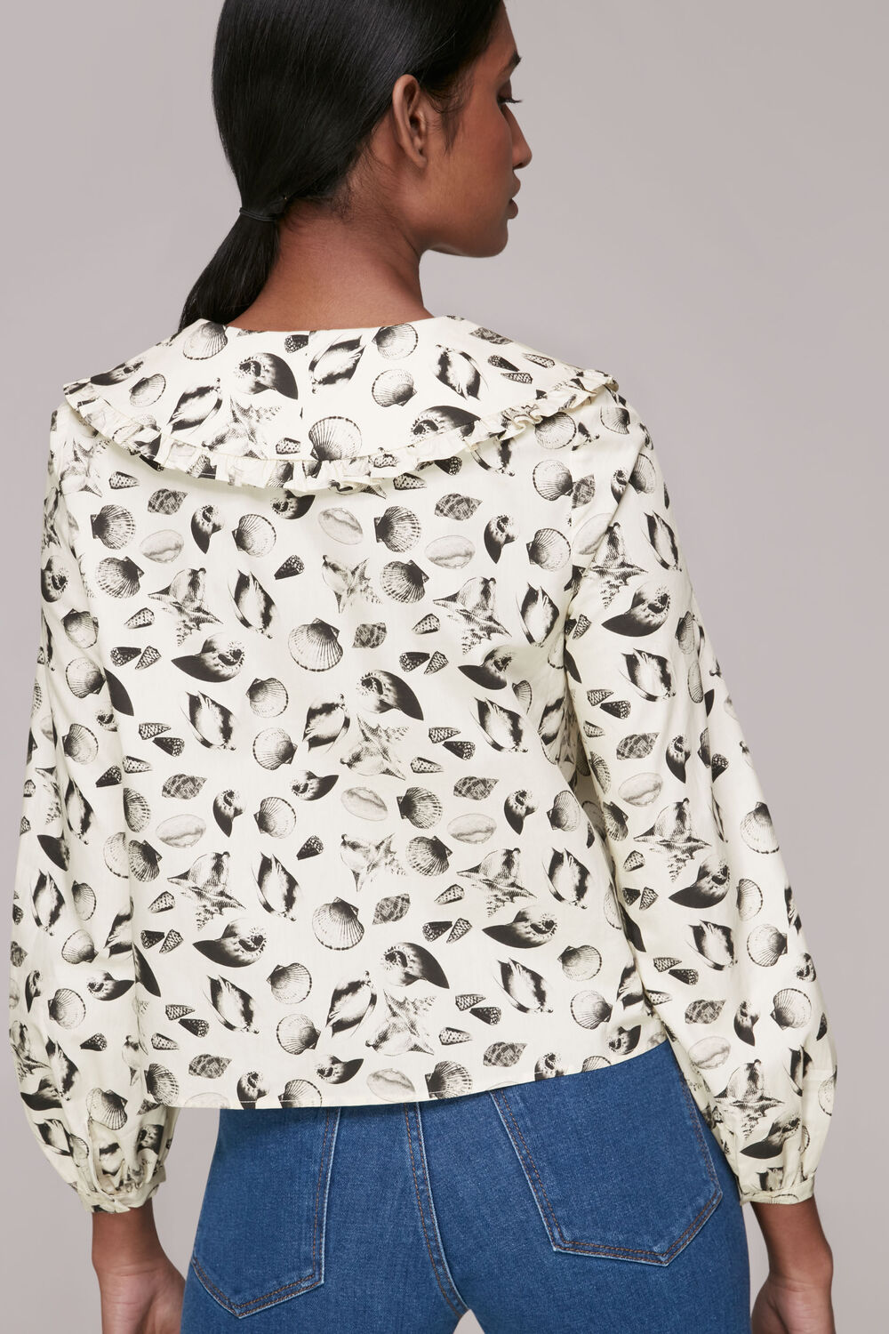 Sea Shell Print Collar Top