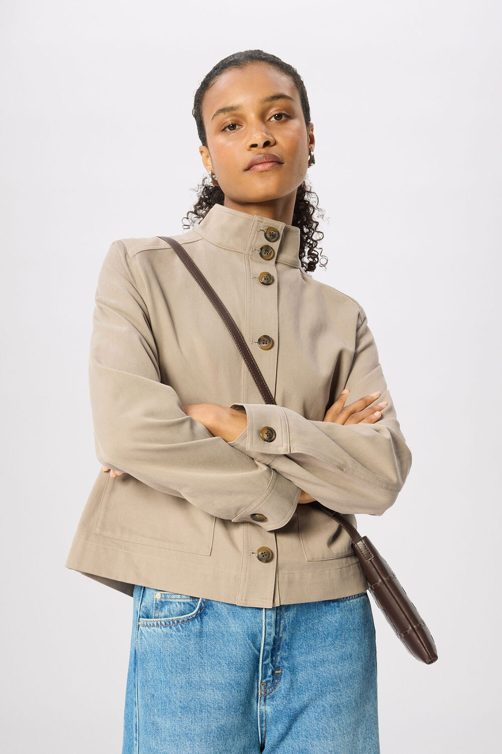 Funnel Neck Cotton Jacket