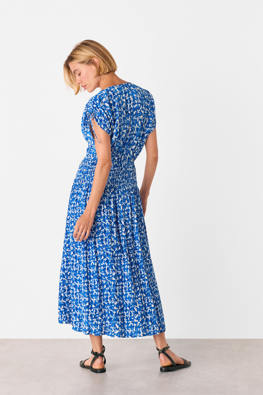 Blue Brushed Stroke Midi Dress