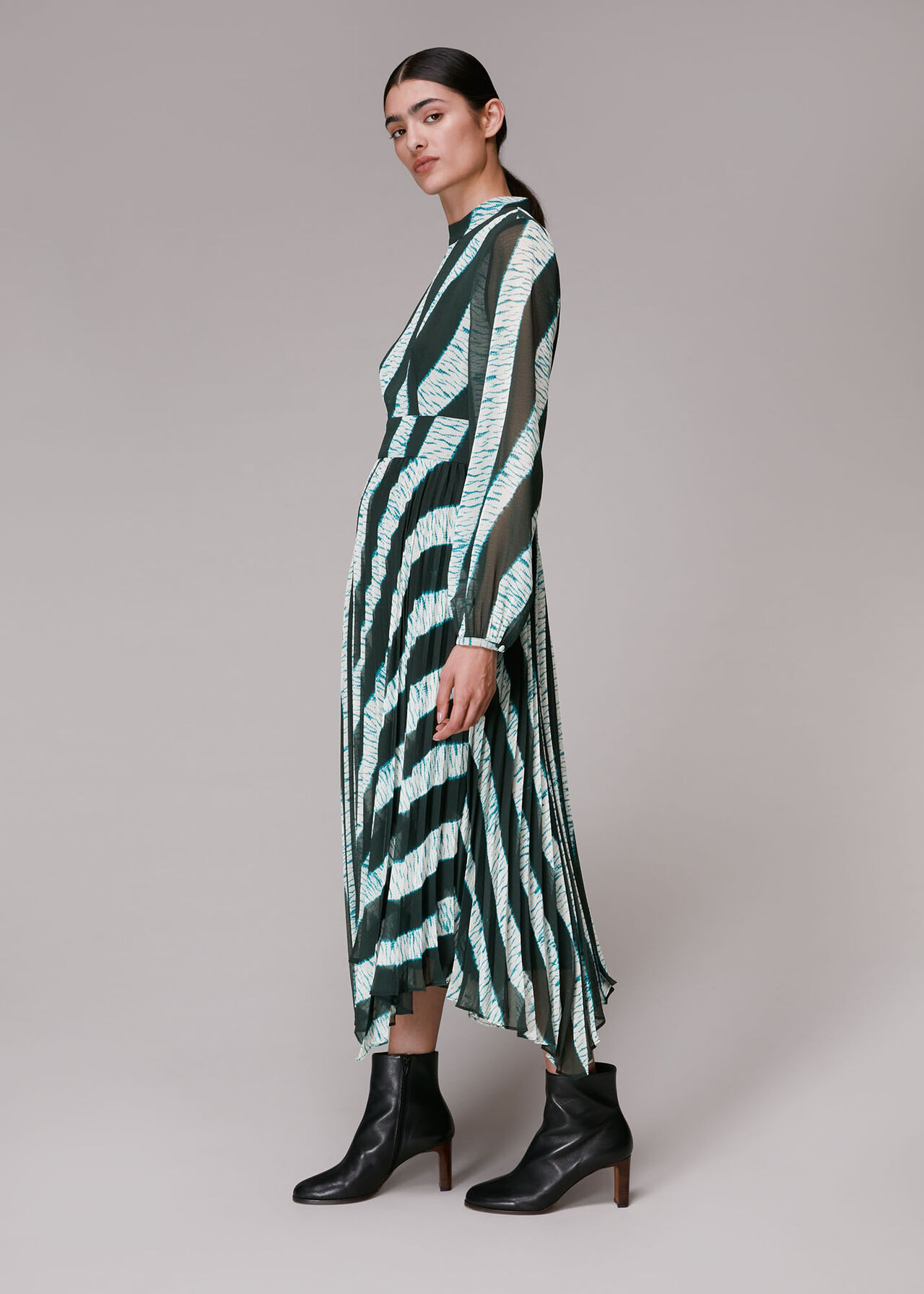 Shibori Print Pleated Dress