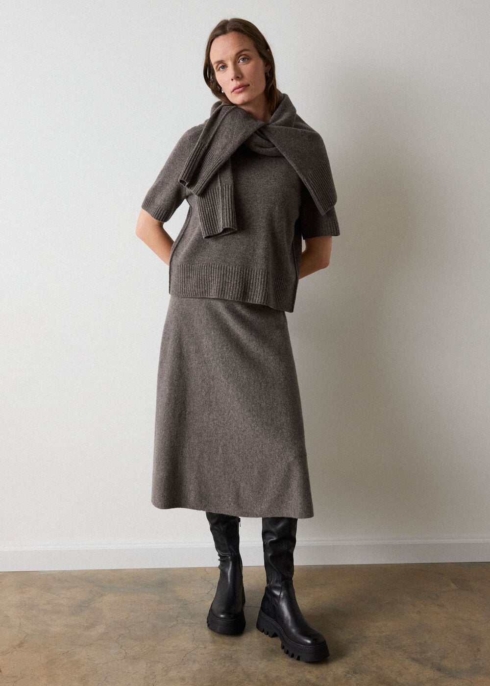 Wool Knitted Midi Skirt