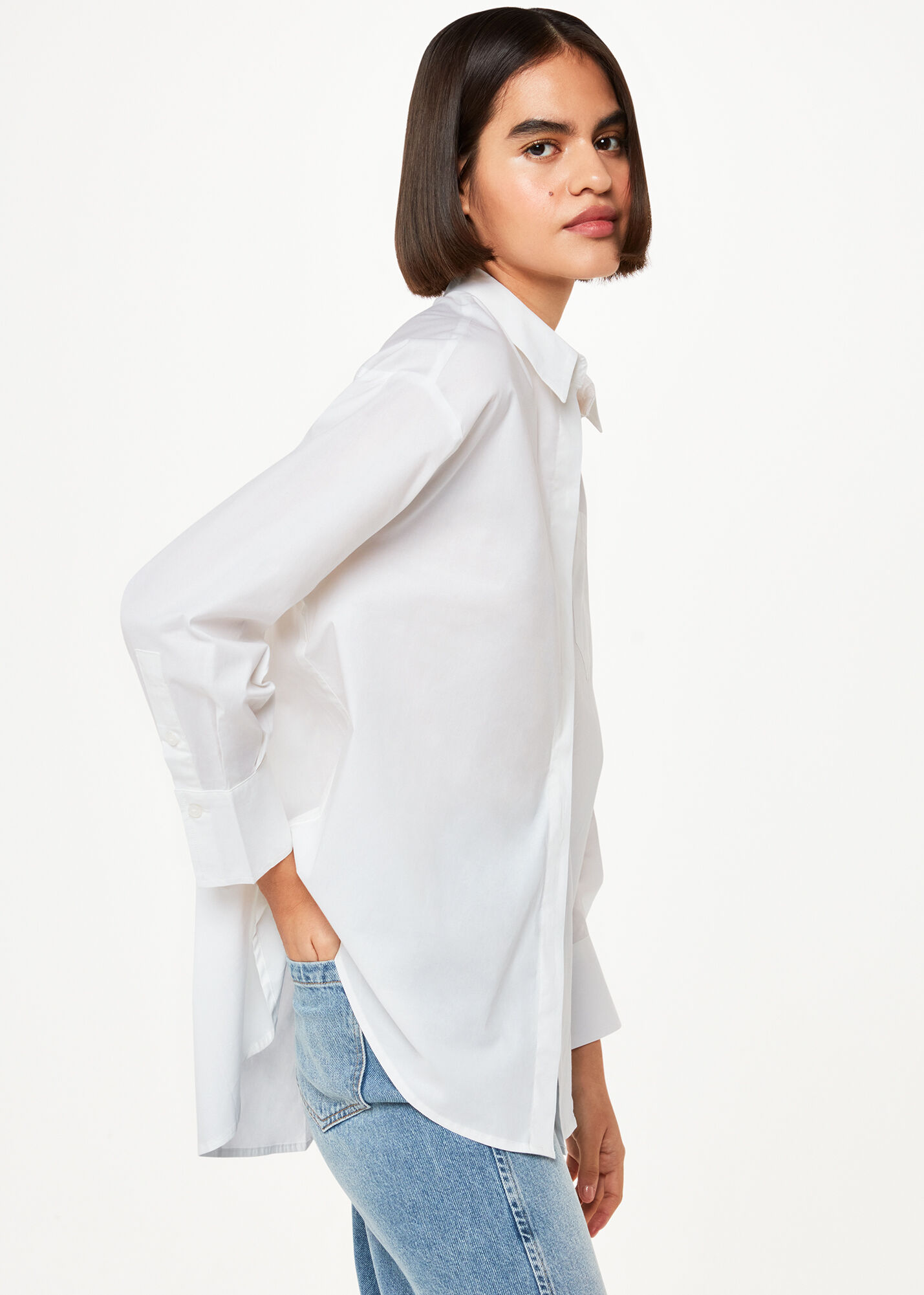 Oversized white shop shirt womens