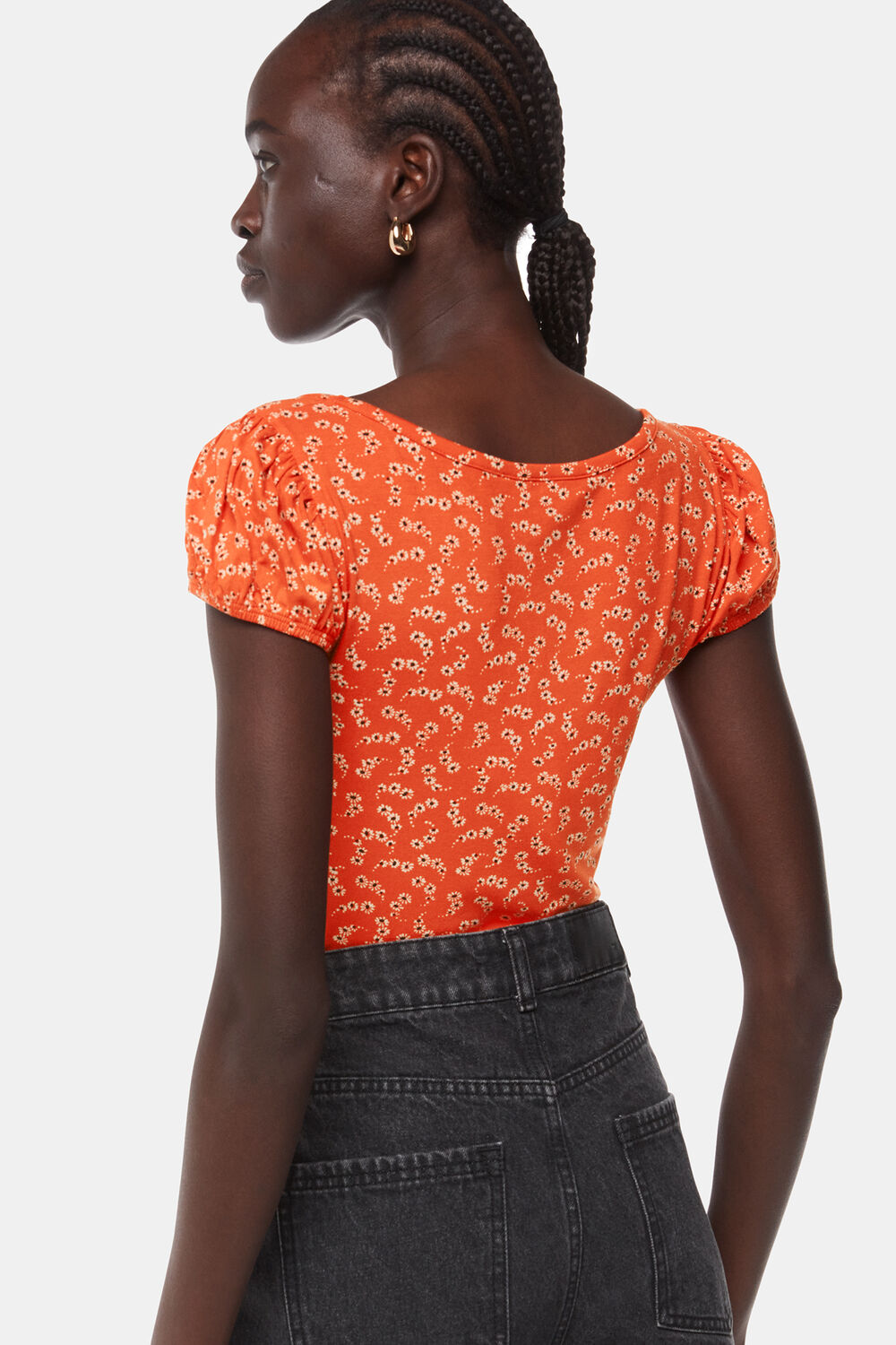 Micro Floral Sweetheart Top