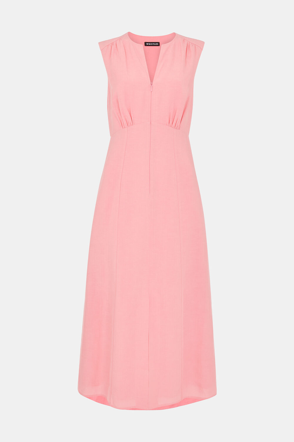 Pink Abbie Linen Blend Midi Dress
