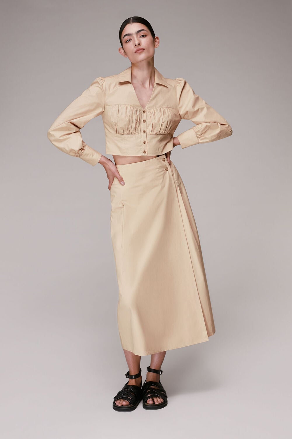 Izzy Poplin Midi Skirt