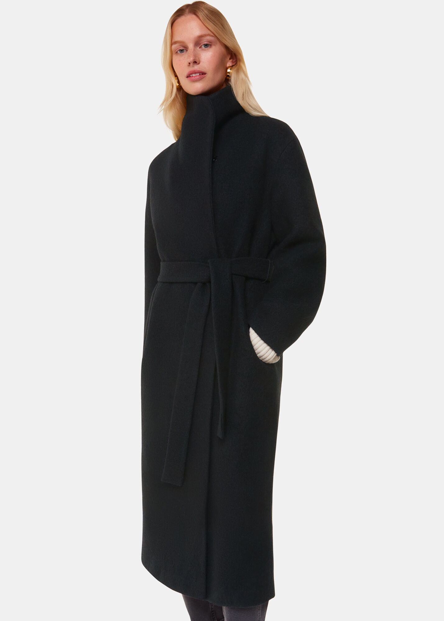 Religion funnel neck coat in black new arrivals