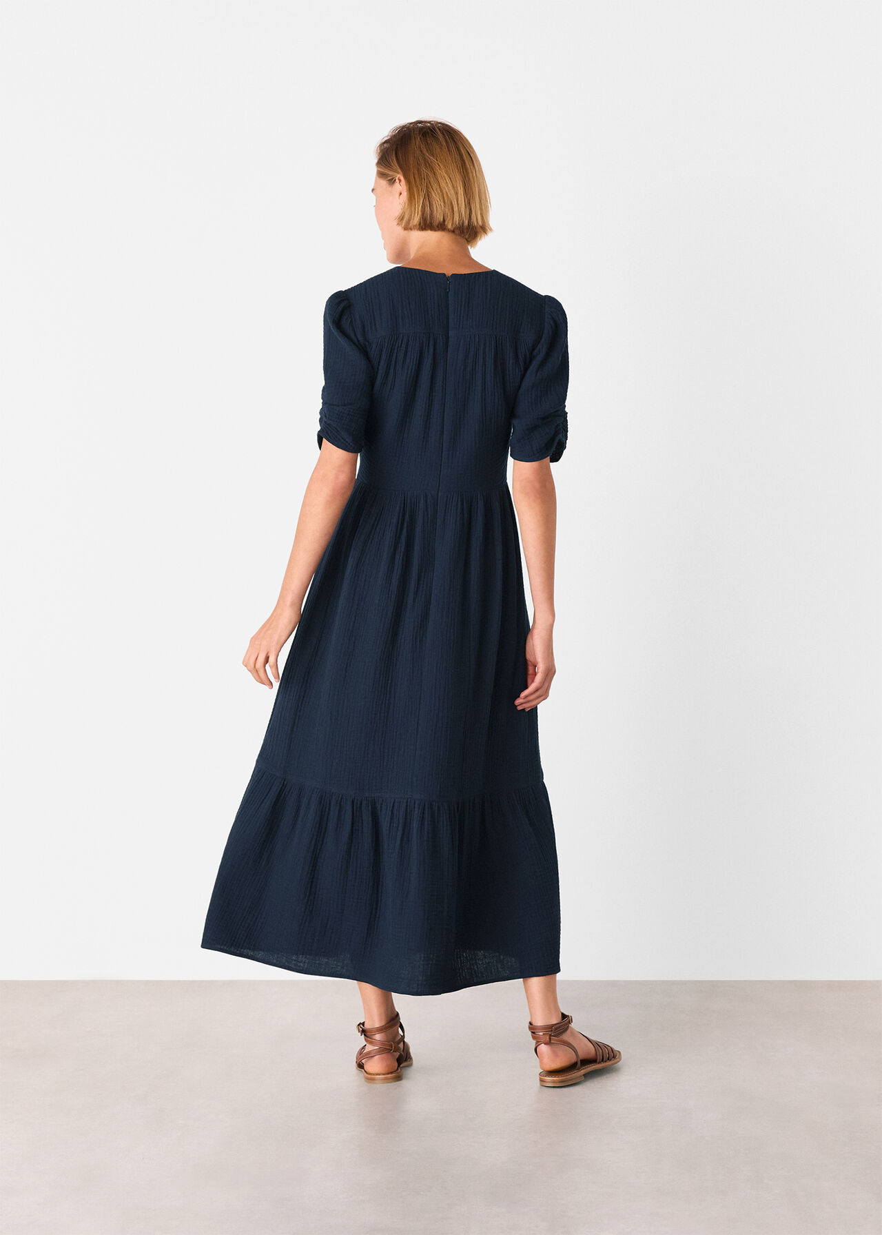 Textured Cotton Midi Dress