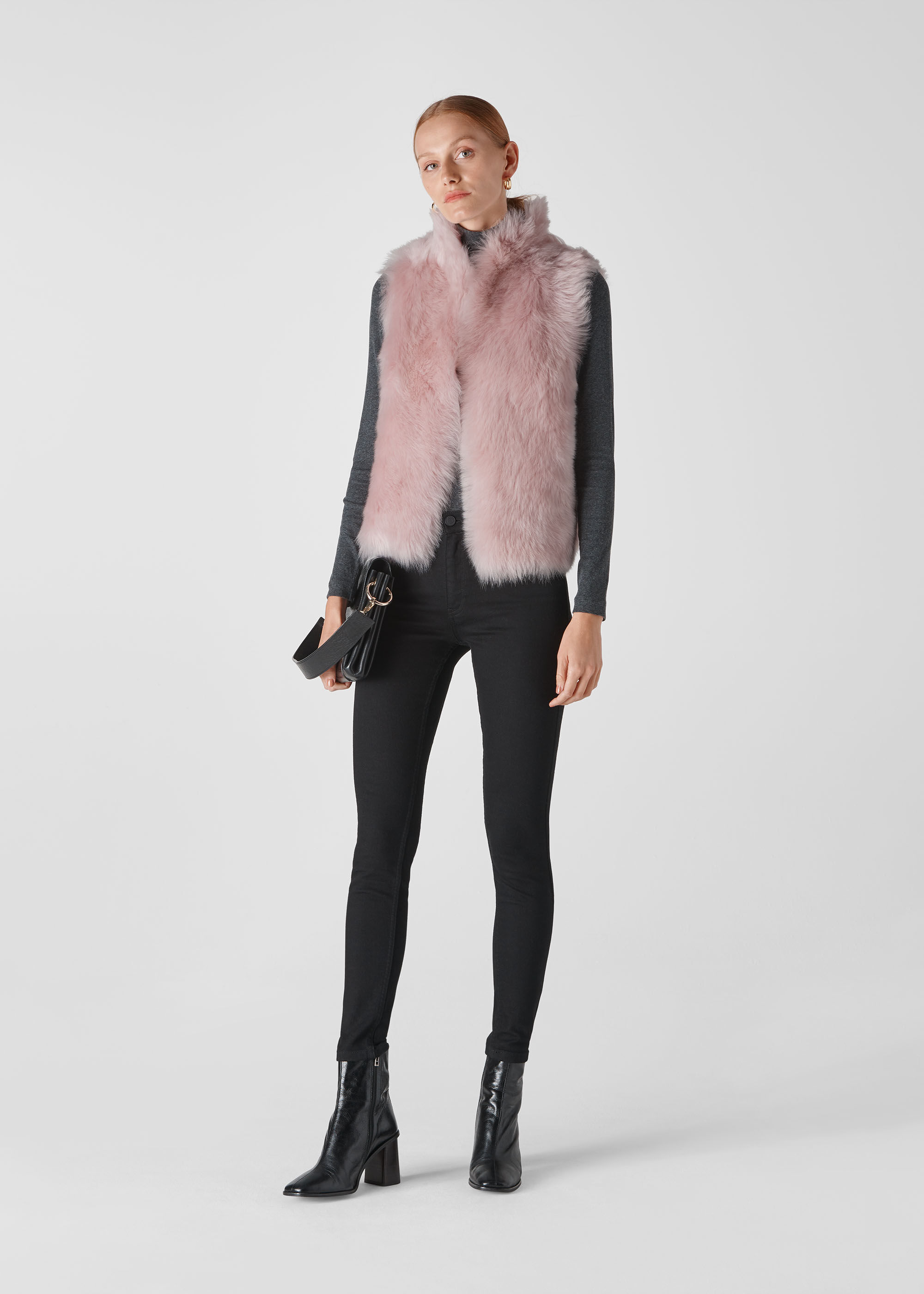 Pale Pink Toscana Sheepskin Gilet WHISTLES