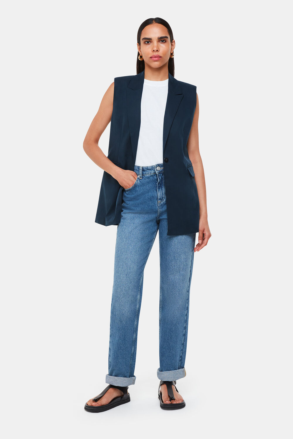 Navy Joss Sleeveless Blazer