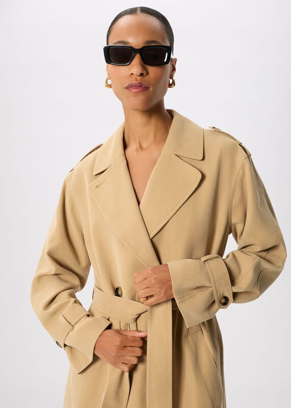 Neutral Petite Riley Trench Coat
