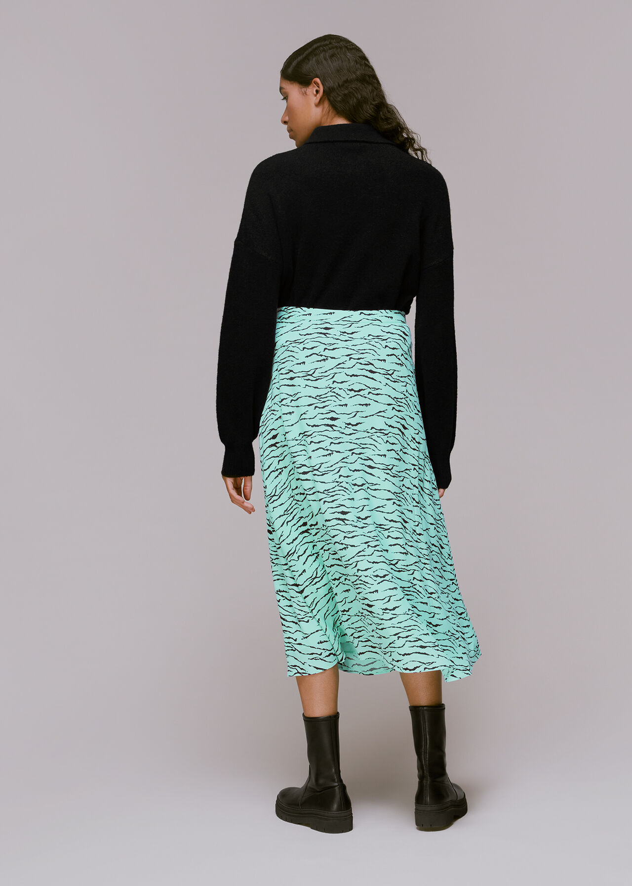 Tiger Print Button Front Skirt