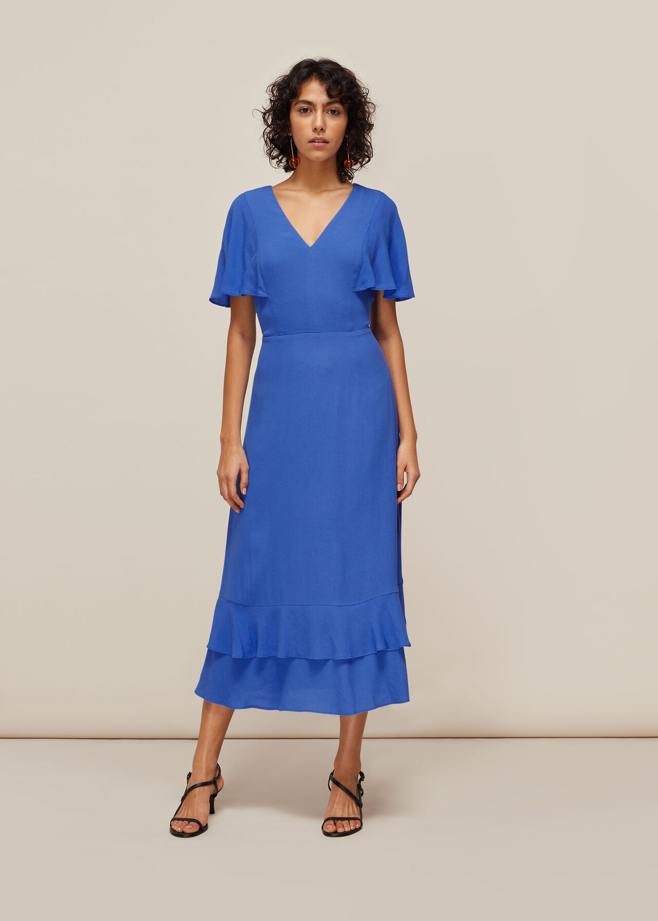 Cathy Frill Hem Dress Blue