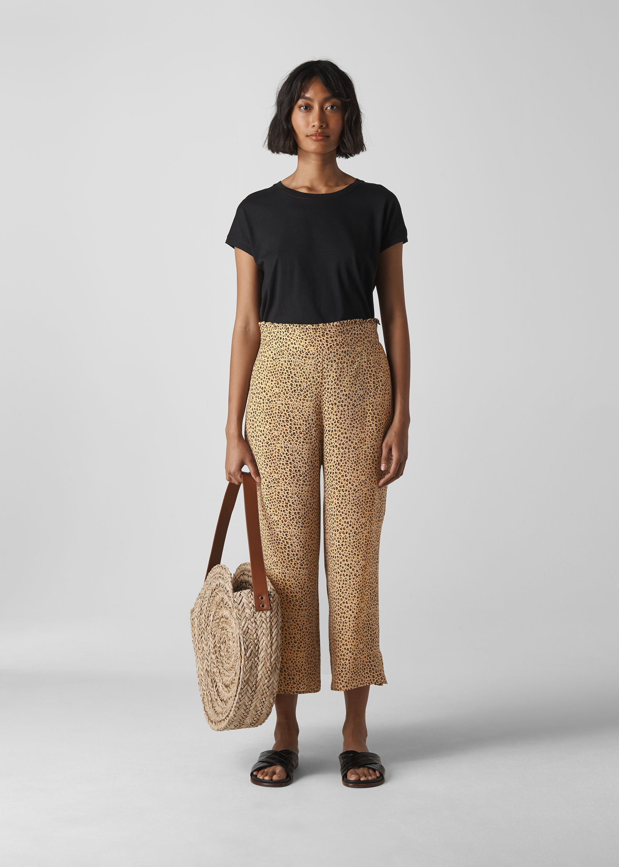 Leopard print cropped trousers on sale
