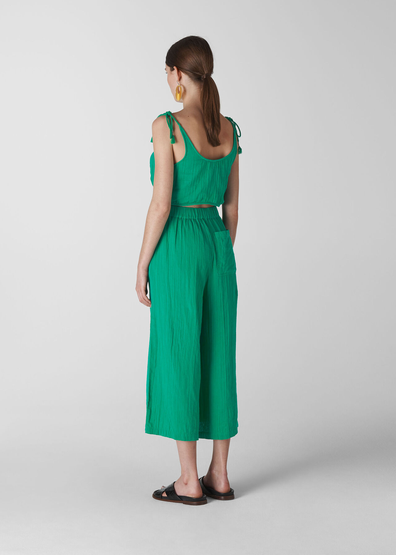 Mila Textured Casual Jumpsuit Green