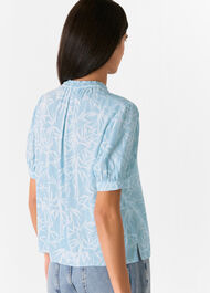 Bamboo Leaves Tie Neck Blouse