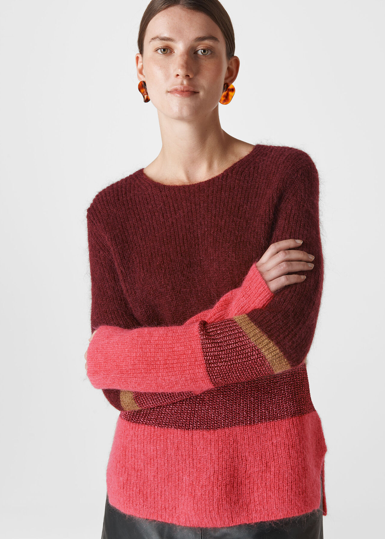 Multicolour Stripe Sparkle Mohair Knit WHISTLES