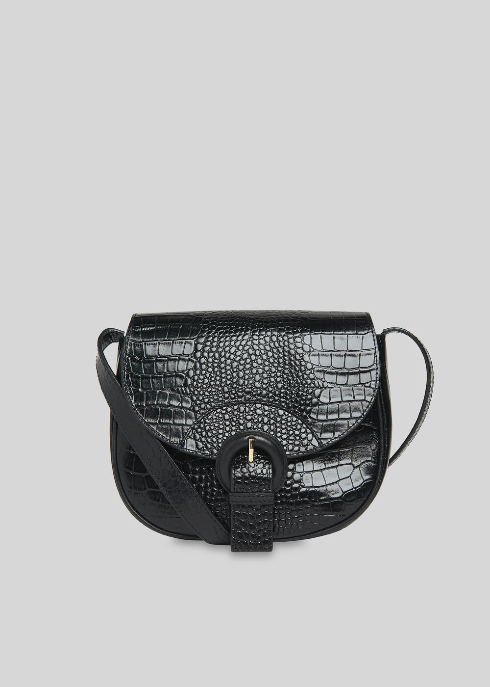 Leon Croc Saddle Bag Black