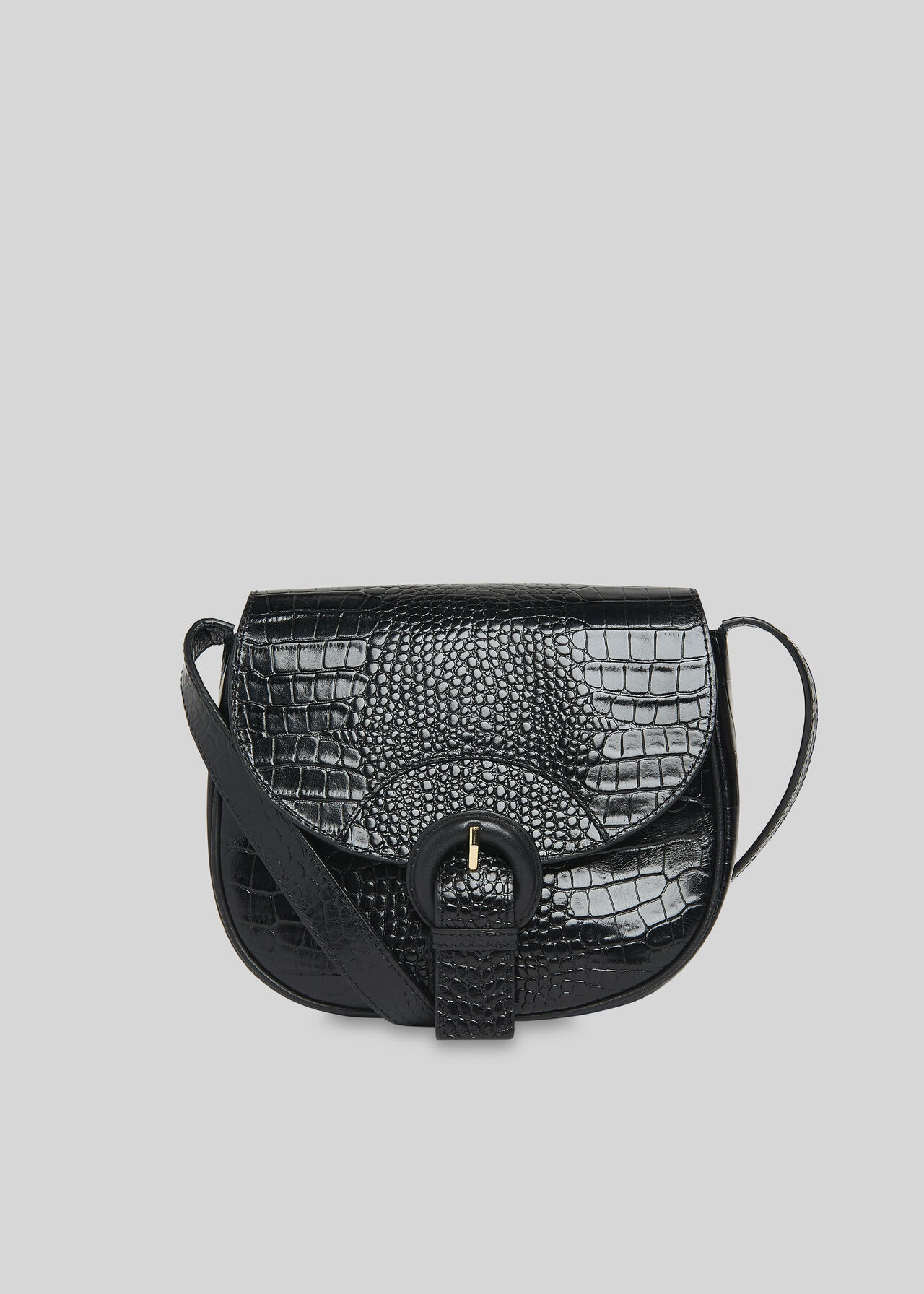 Black Leon Croc Saddle Bag | WHISTLES