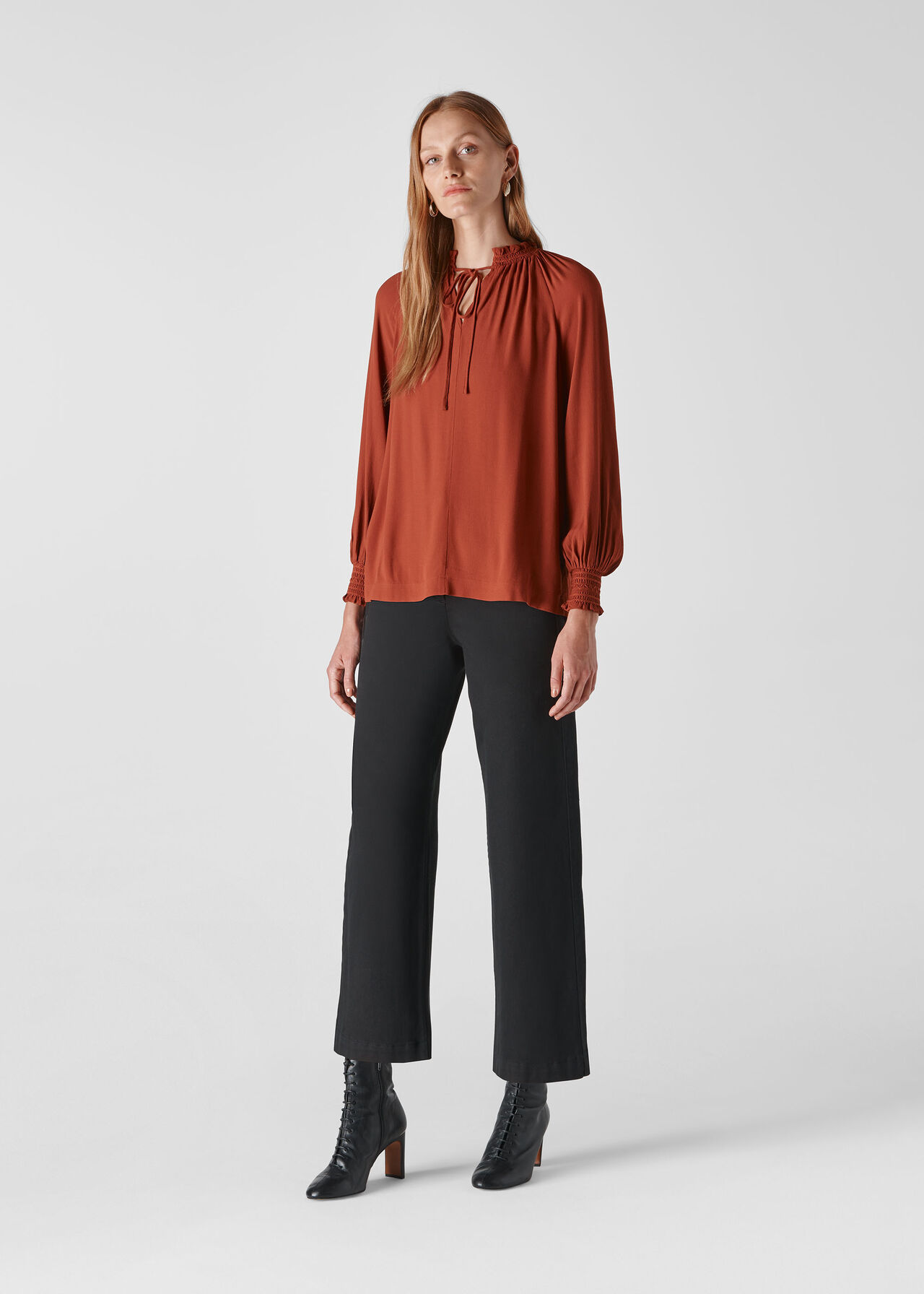 Henrika Smock Detail Blouse Rust