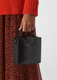 Estar Shiny Croc Box Bag Black
