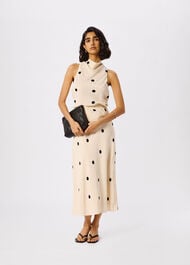 Jacquard Spot Satin Halterneck