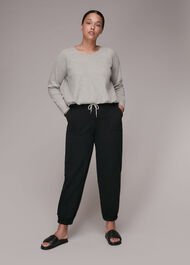Waffle Lounge Drawcord Top Grey Marl