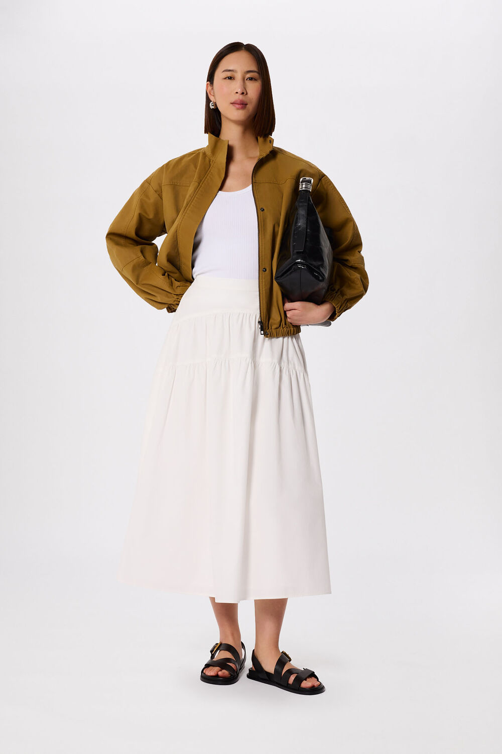 Neutral Wax Coated Bomber Jacket