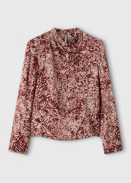 Feathered Animal Satin Blouse