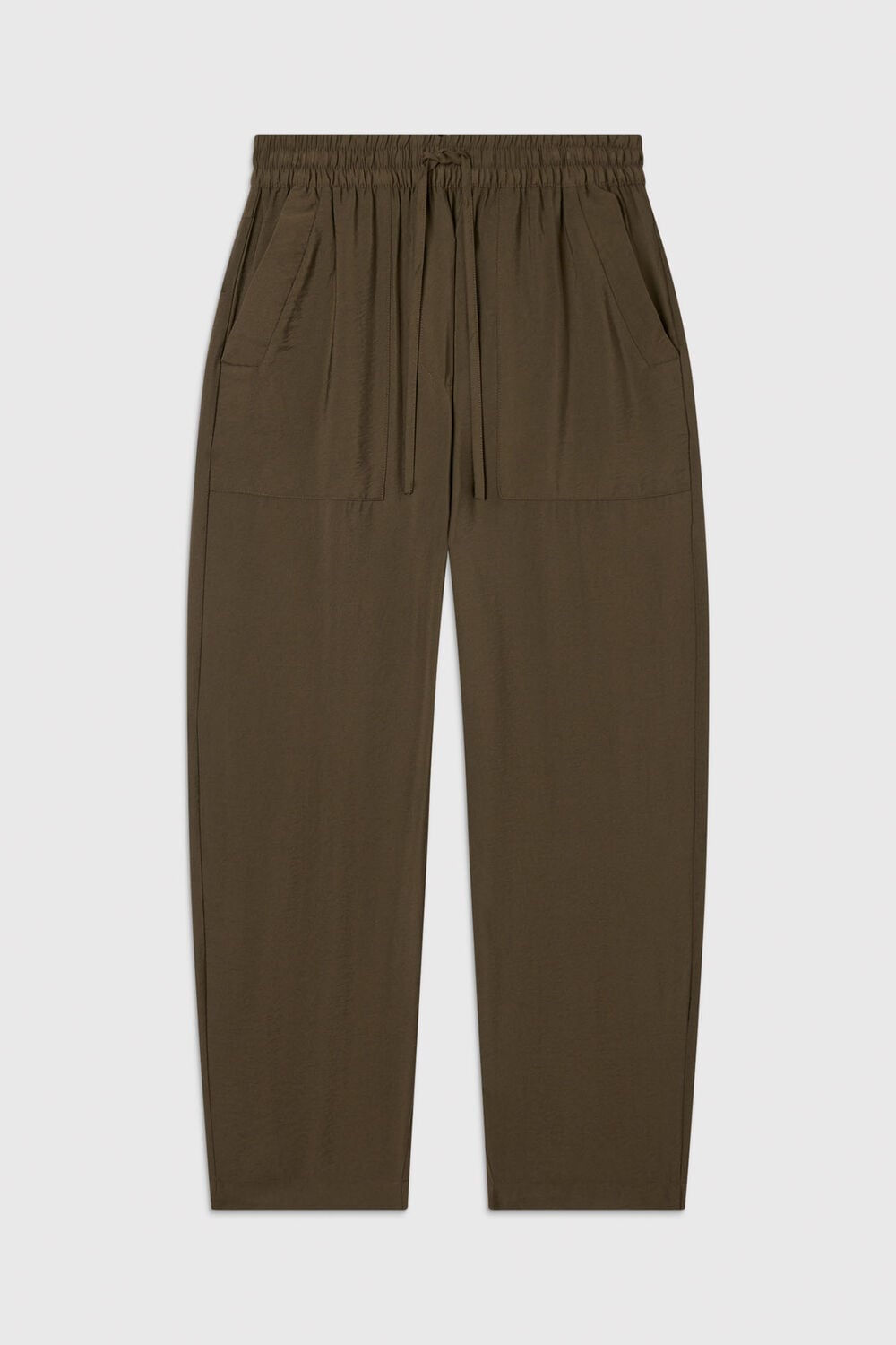 Khaki Petite Tie Waist Trouser