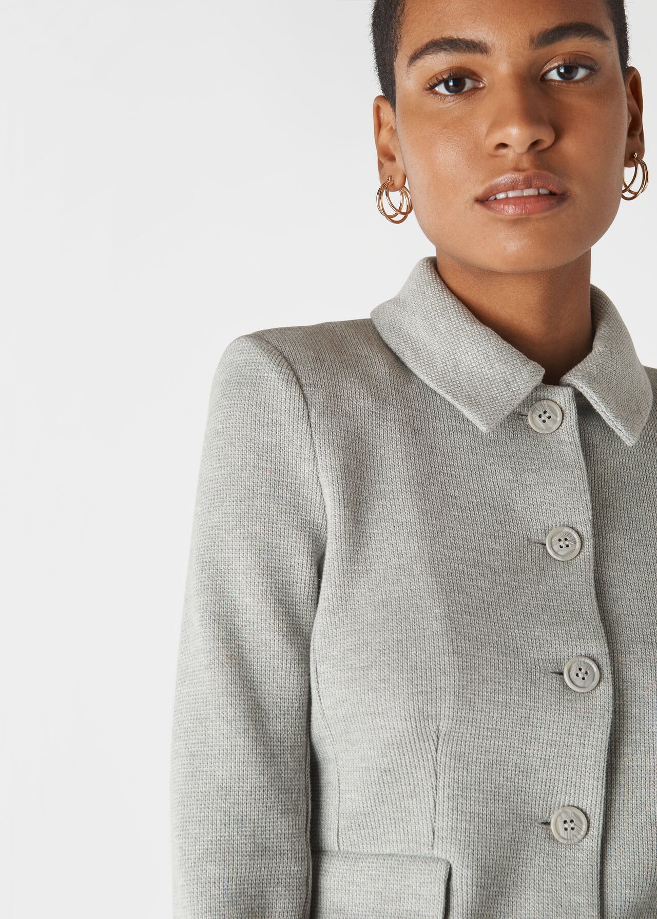 Button Front Jersey Jacket Grey