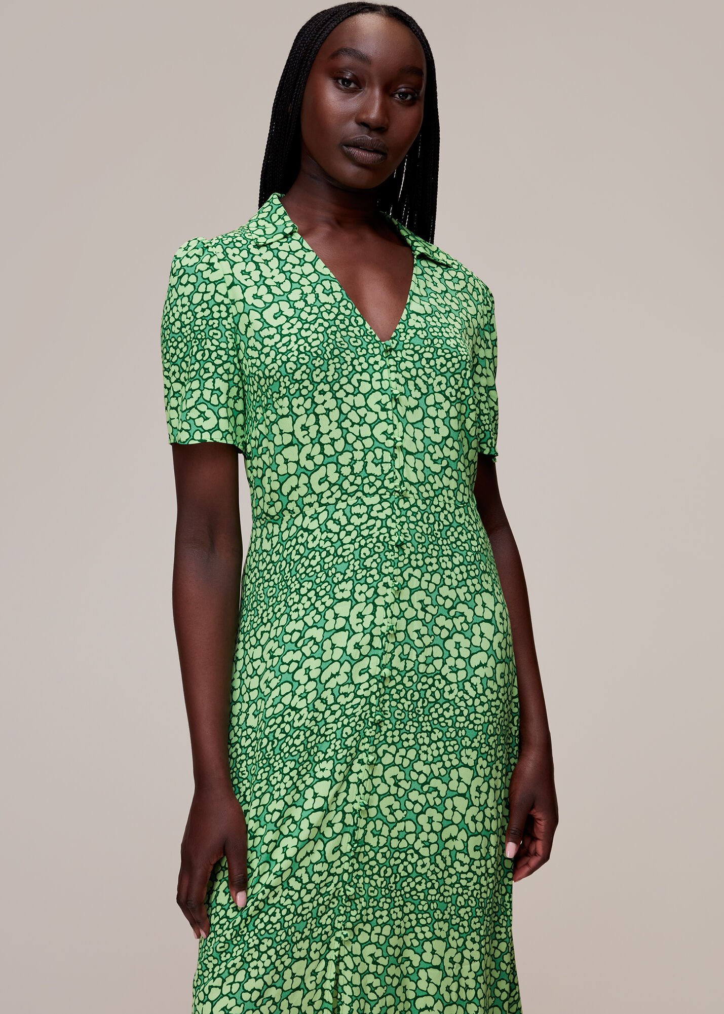 Whistles green animal print dress cheap