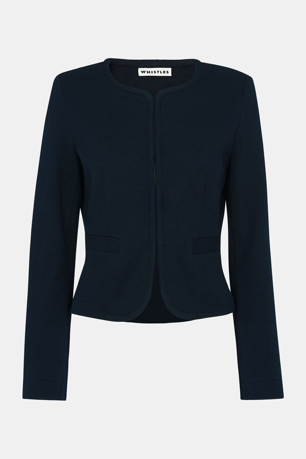 Navy Collarless Jersey Jacket