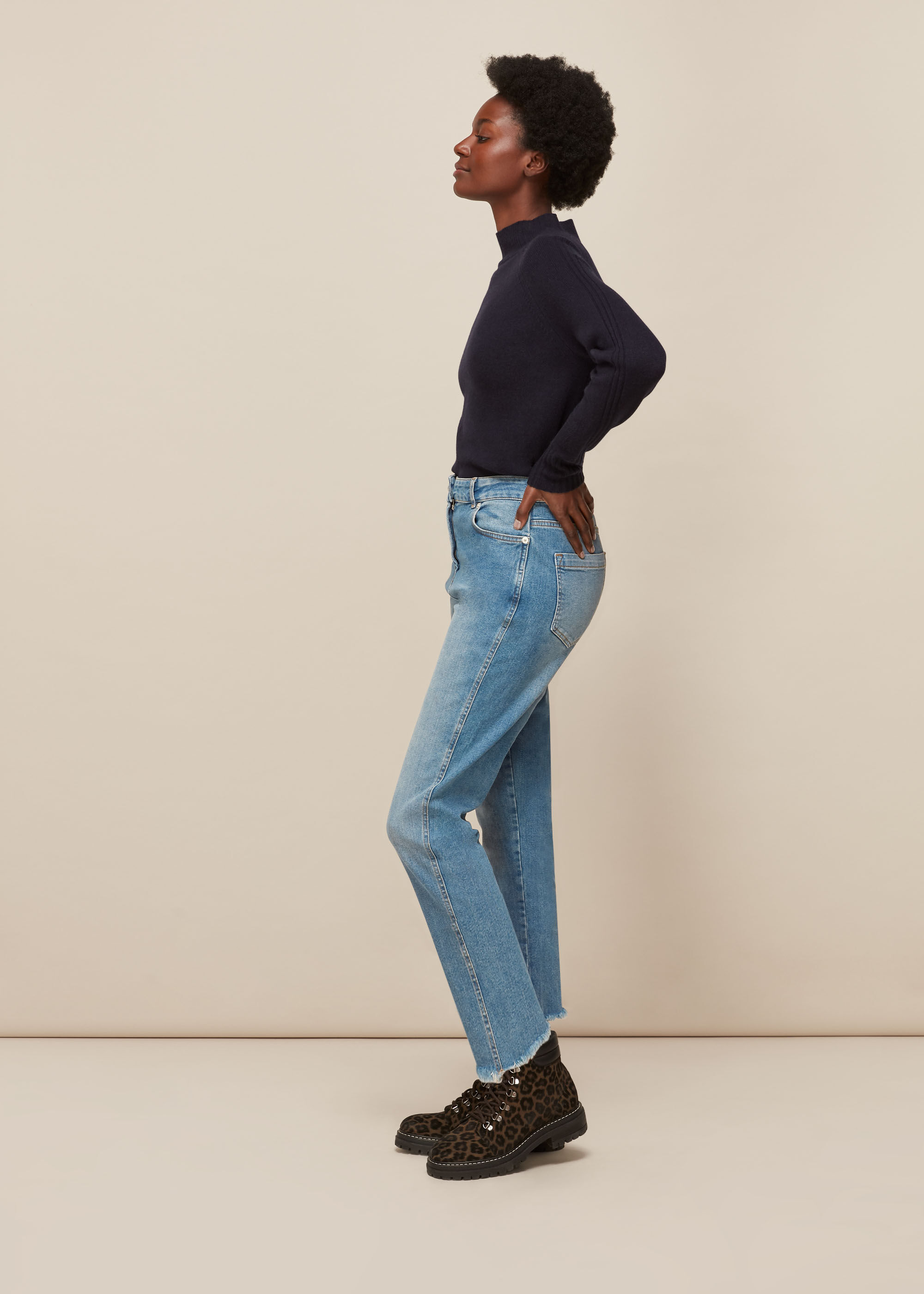 Whistles Slim Frayed Detail Jeans - 30, Denim