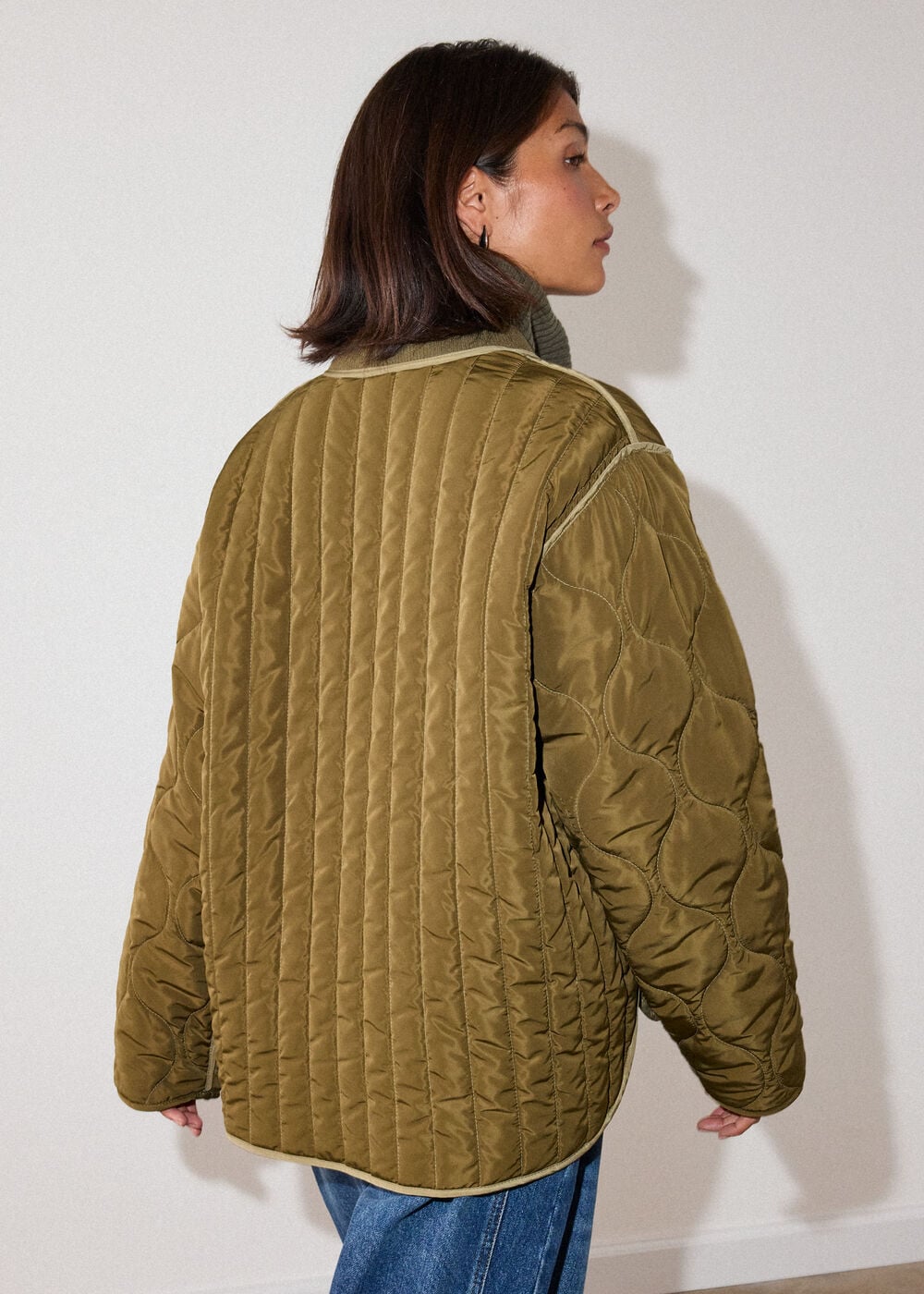Khaki Reversible Quilted Coat