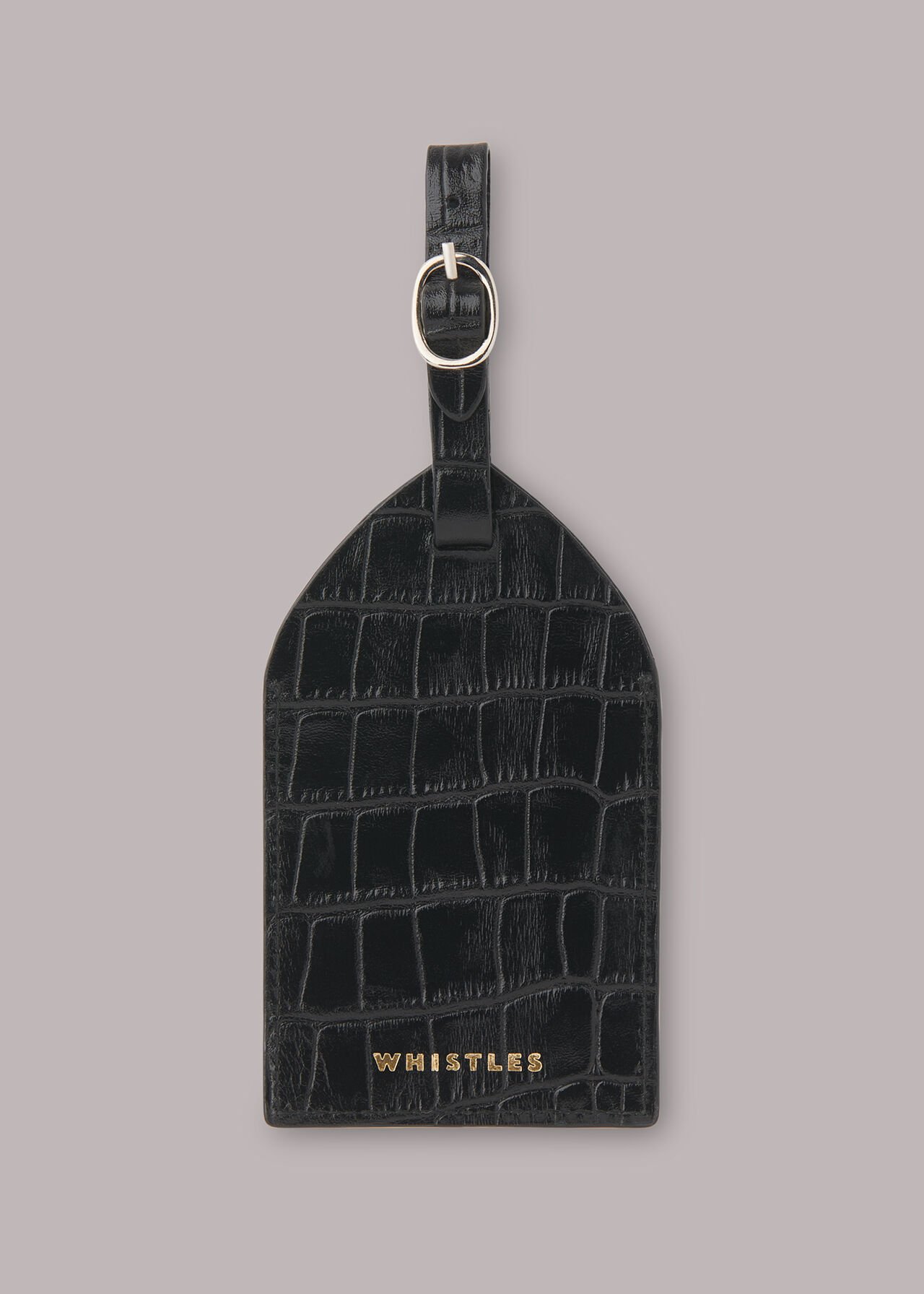 Black Shiny Croc Luggage Tag | WHISTLES | Whistles