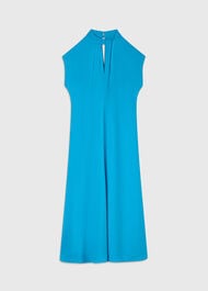 Petite Twist Neck Crepe Midi Dress