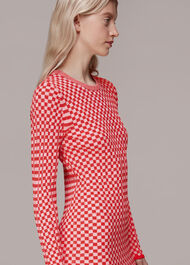 Checkerboard Knit Midi Dress