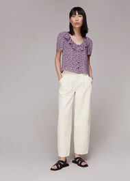 Flower Stamp Frill Blouse