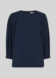 Animal Jacquard Top Navy