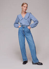 Oversized Collar Stripe Top