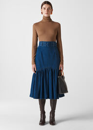 Denim Dropped Waist Skirt