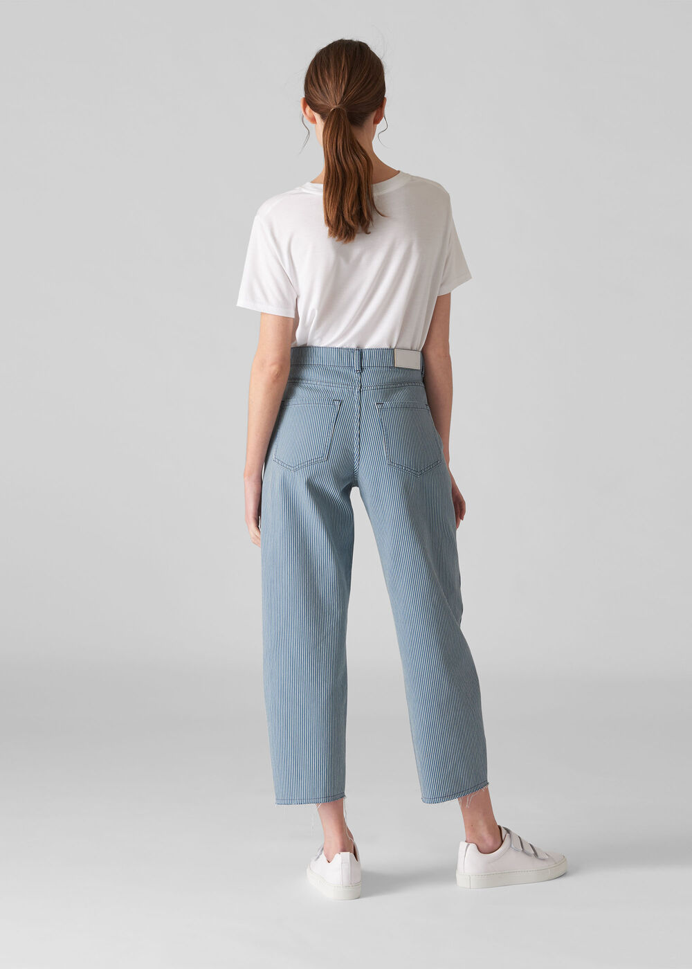 Stripe High Waist Barrel Jean Blue/Multi