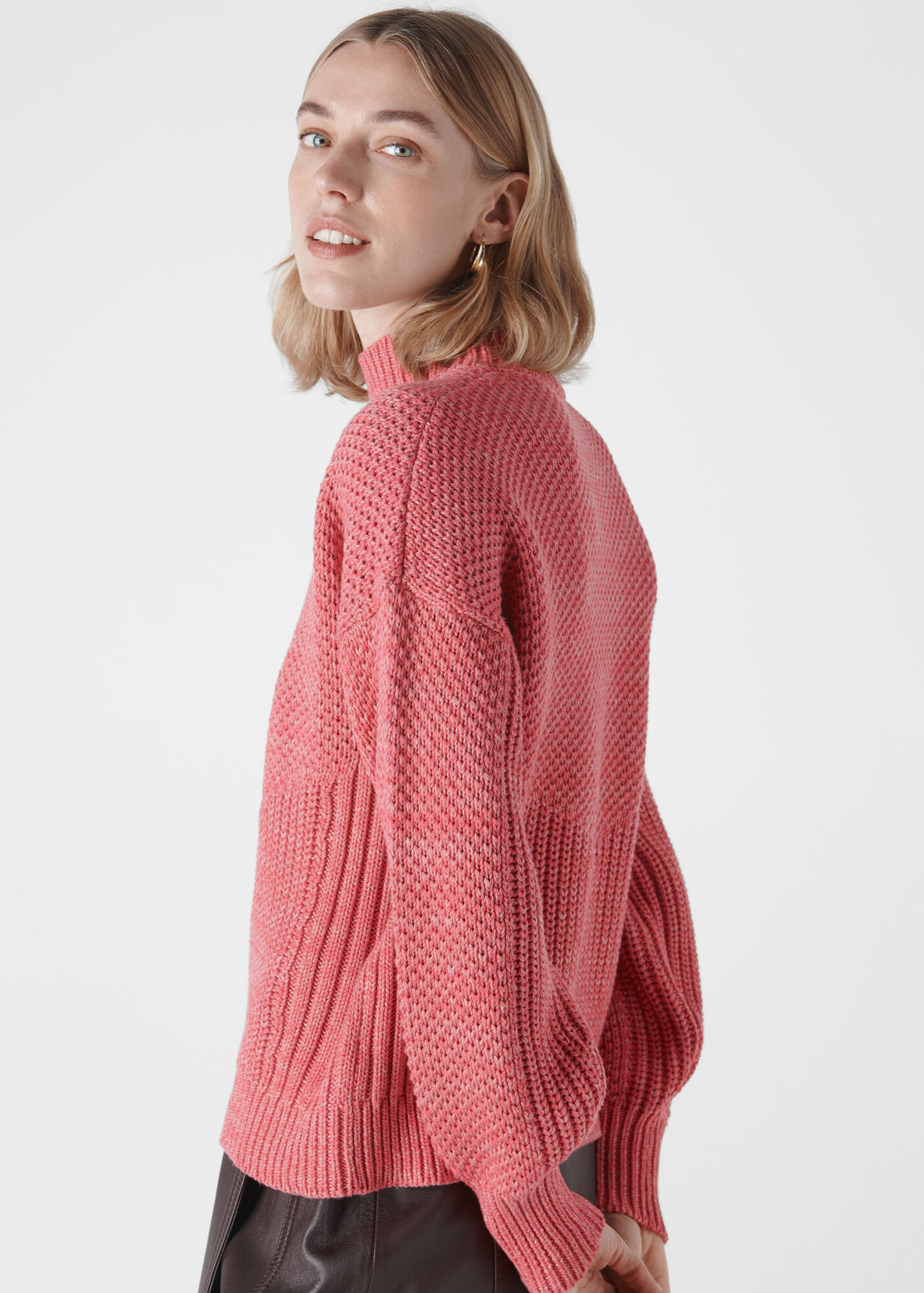 Pink Moss Stitch Textured Knit | WHISTLES | Whistles UK