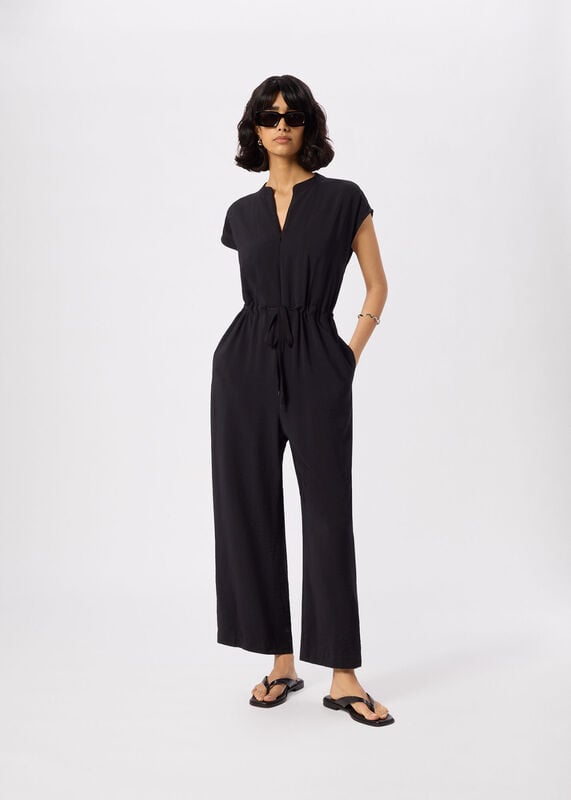Black Sleeveless Drawstring Jumpsuit