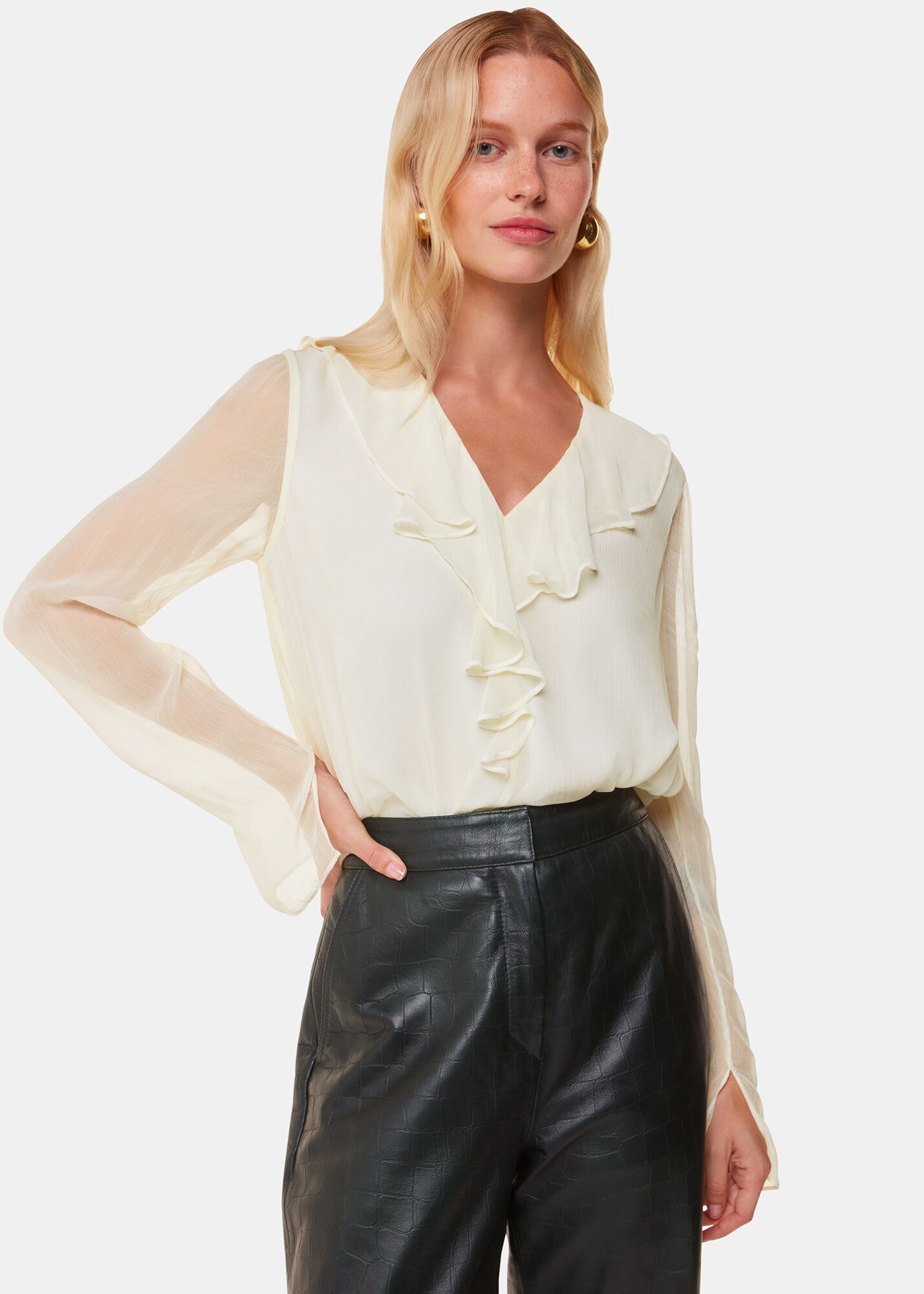 Ivory Ruffle Collar Detail Blouse