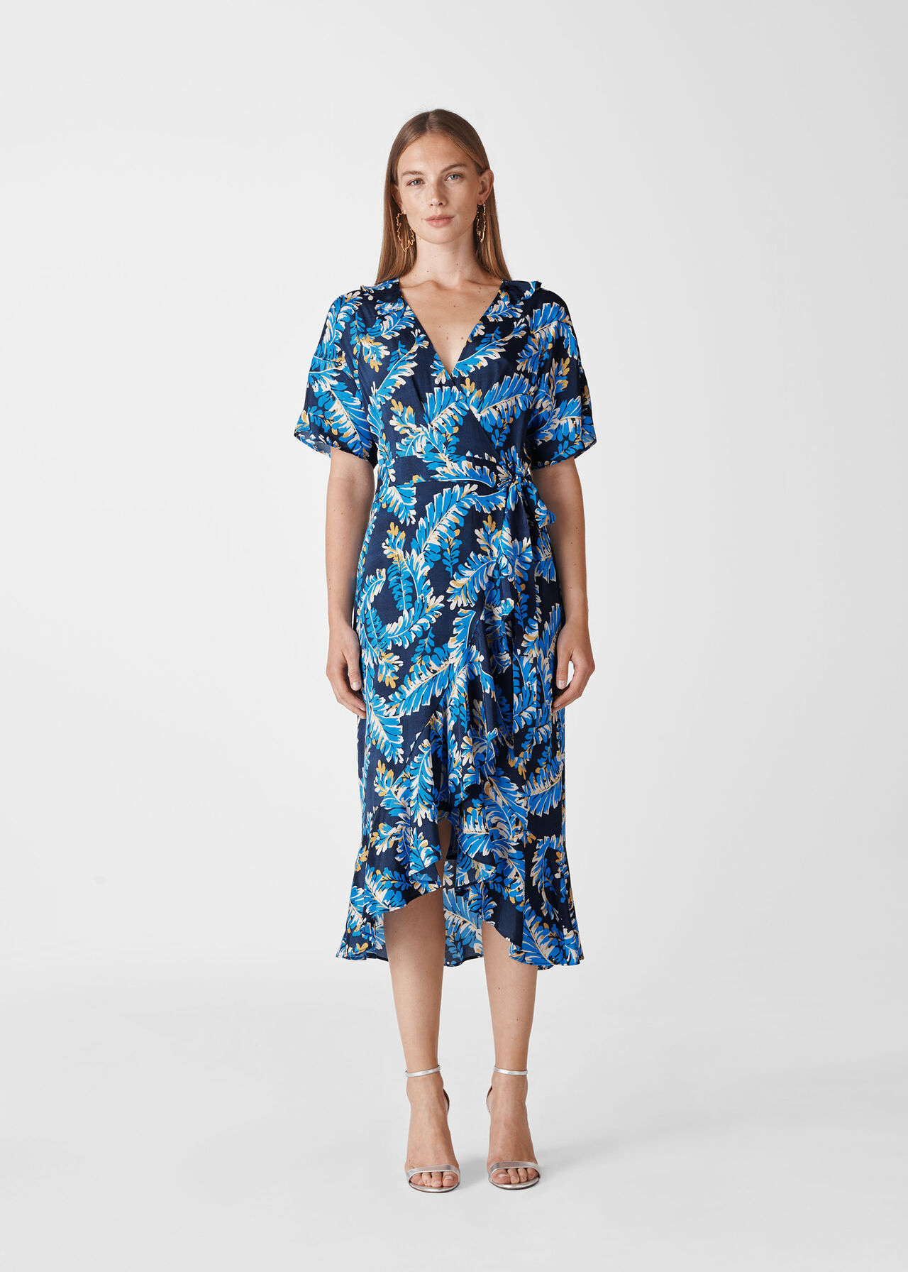 Josephine Print Wrap Dress Blue/Multi