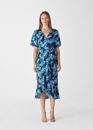 Josephine Print Wrap Dress Blue/Multi