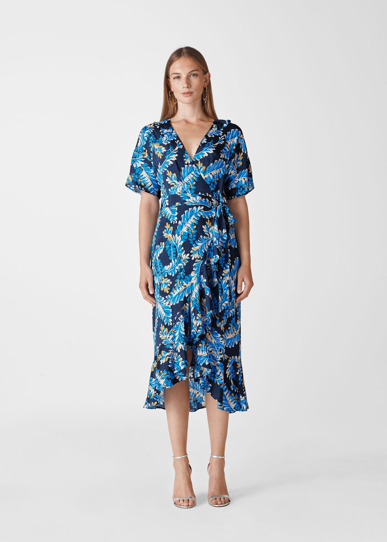 Blue/Multi Josephine Print Wrap Dress | WHISTLES | Whistles UK